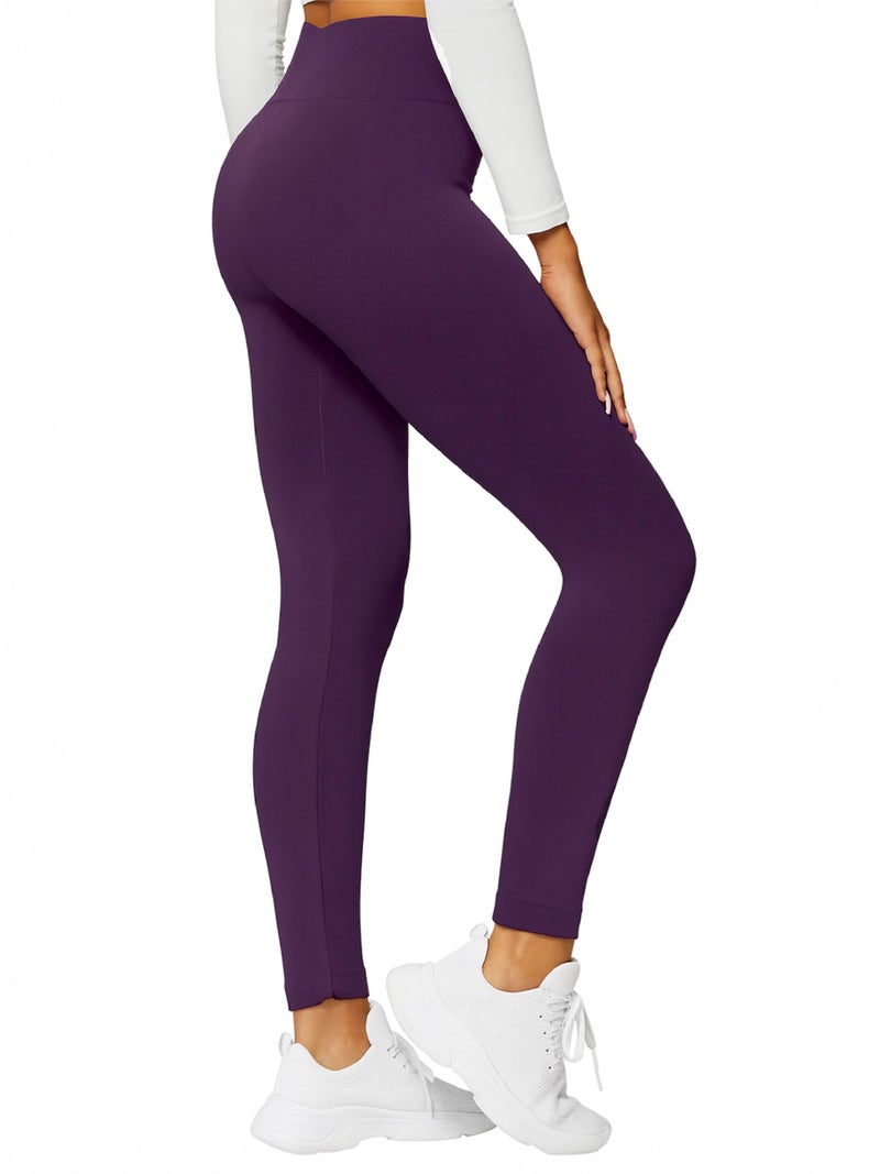 Conceited Fleece Lined Leggings Women - Warm - Winter - Women's Tights - Available in Plus Size - Space Dye - Large - X-Large Royal Purple - Image 1